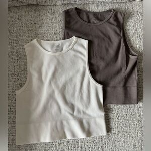 Aura White and Purple Crop Tops